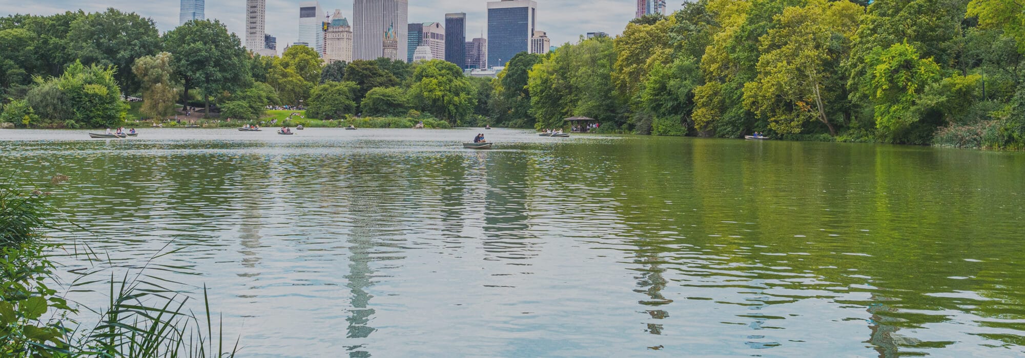 Lake with cityscape in the background